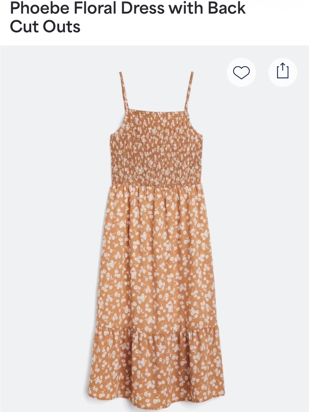Kaileigh Tan Floral Smocked Maxi Dress